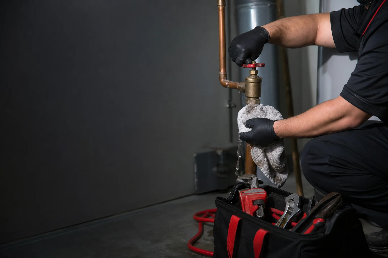 Concept image of an emergency shutoff-valve repair