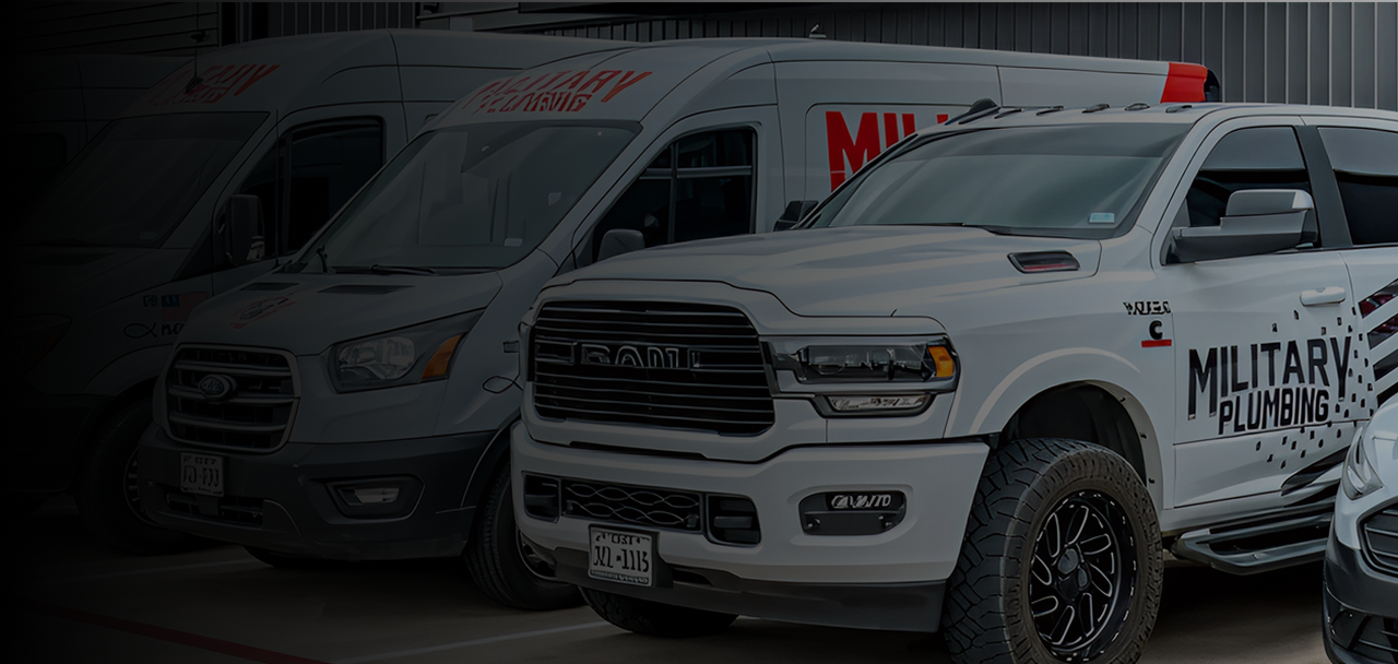 Military Plumbing branded service vehicles published on the company site